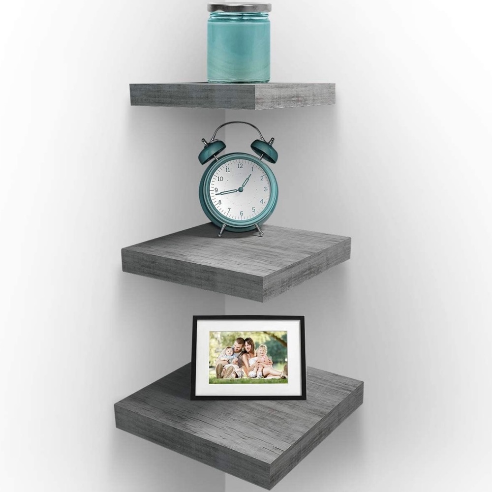 Brand New Wall Mount Corner Shelves, Square Wall Shelves Set of 3 (org. box)